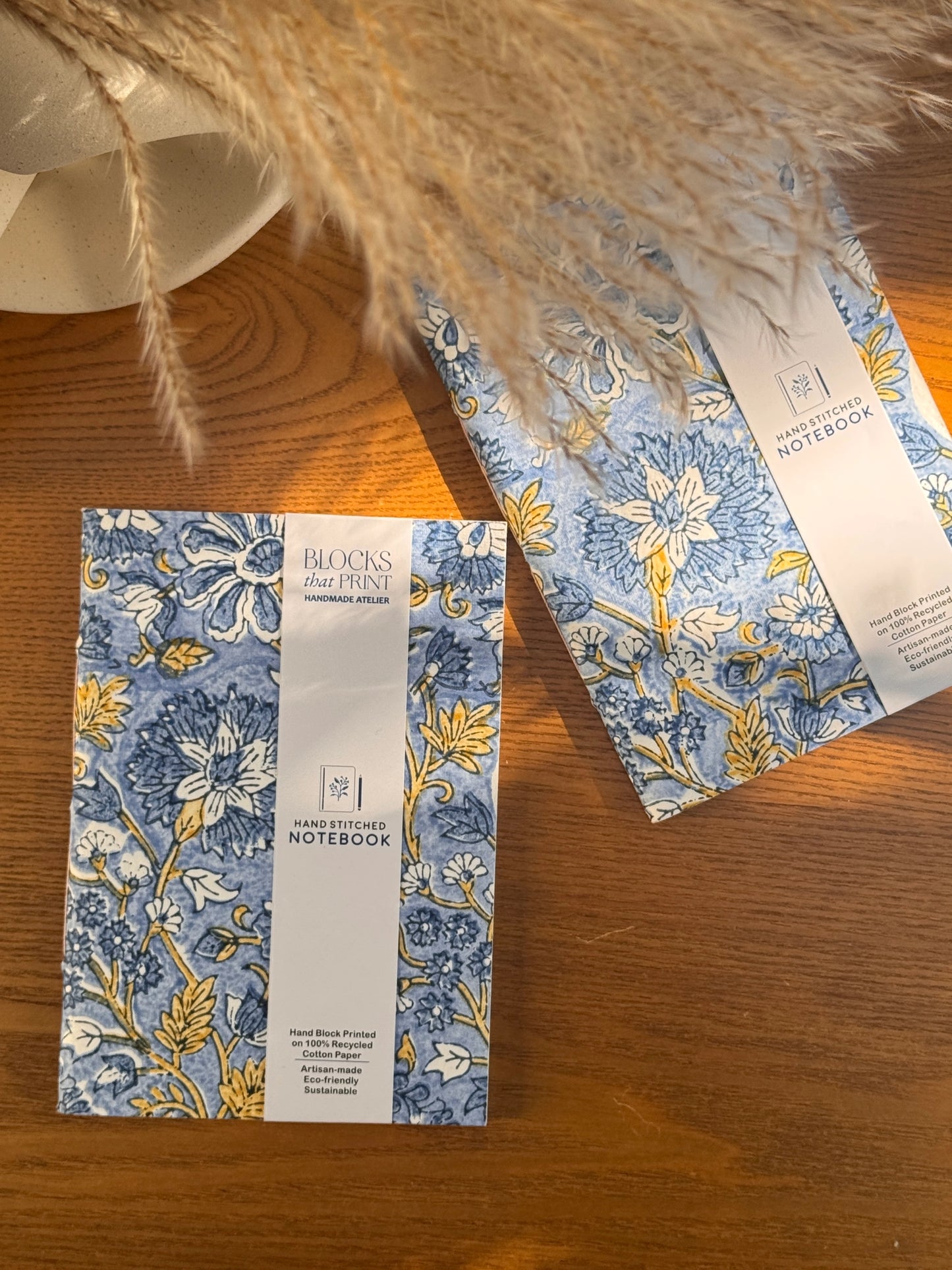 HAND BLOCK PRINT JOURNALS (MEDIUM) - SHADES OF BLUE