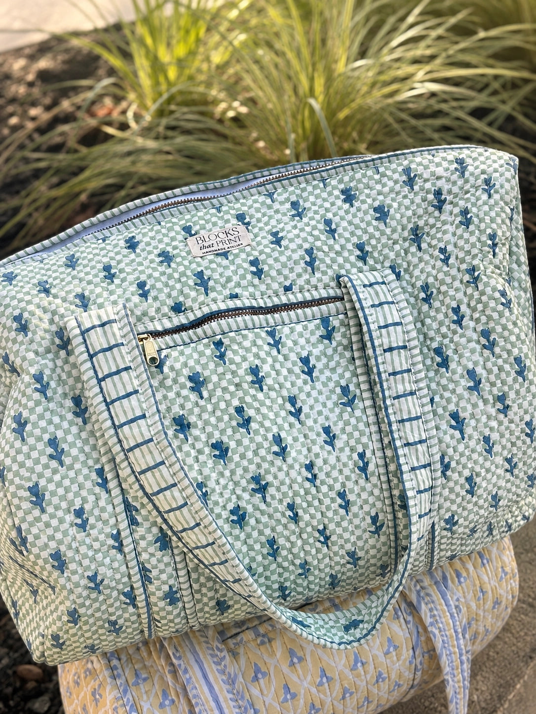 PAISLEY BLOCK PRINTED DUFFLE BAG - LARGE