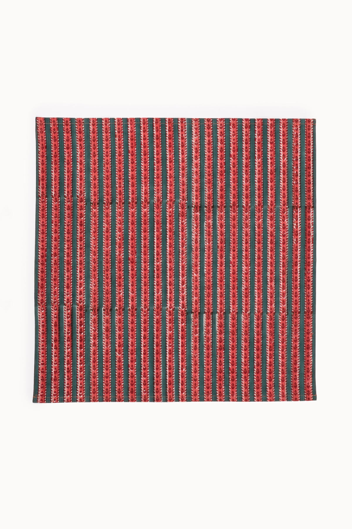 Crimson Stripe Large Block Print Napkins (Set of 4)