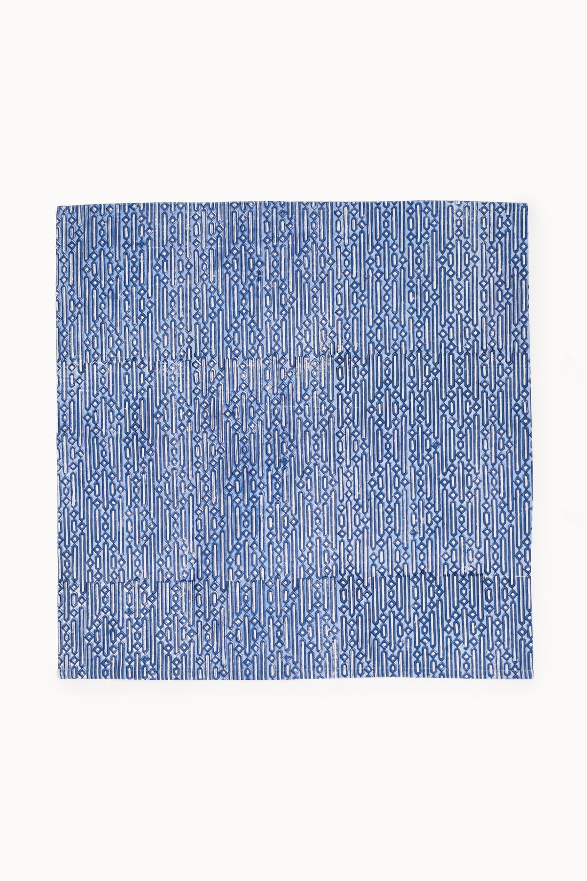 Parijat Blue Geometric Large Block Print Napkins (Set of 4)