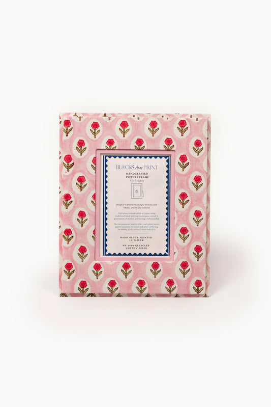 Large Block Print Photo Frame (5 by 7) - Tea Rose
