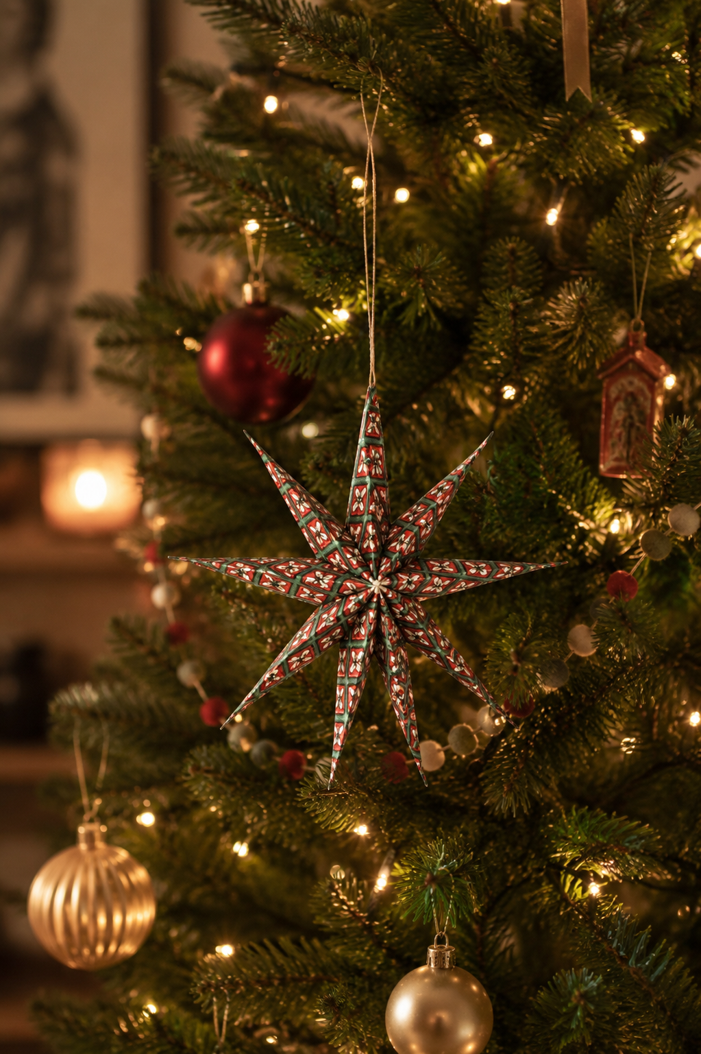 Small Crimson Noelle Holiday Decor Ornament Star (Set of 3)