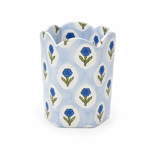 Block Print Pencil Holder - Sage Buta (Collapsible)