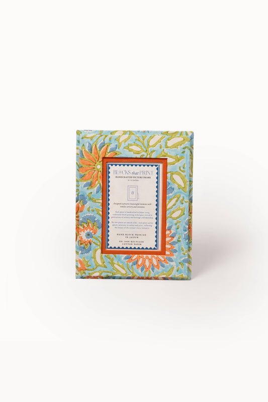 Medium Block Print Photo Frame (4 by 6) - Vintage Marigold