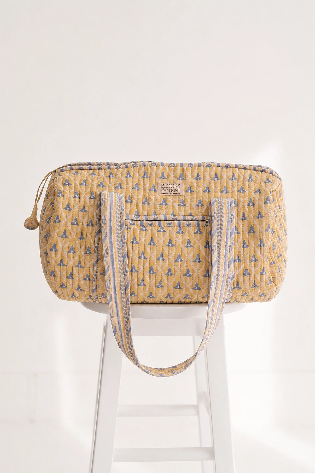 SUN DAPPLED BLOCK PRINTED DUFFLE BAG - MEDIUM