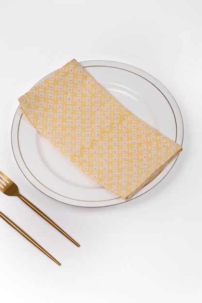 Sunwashed Yellow Geometric Block Print Napkins (Set of 4)