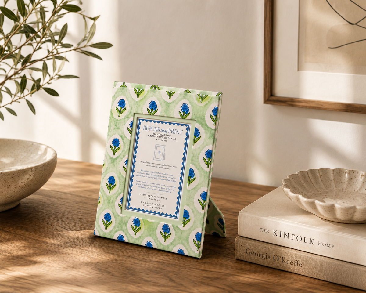 Medium Block Print Photo Frame (4 by 6) - Mint