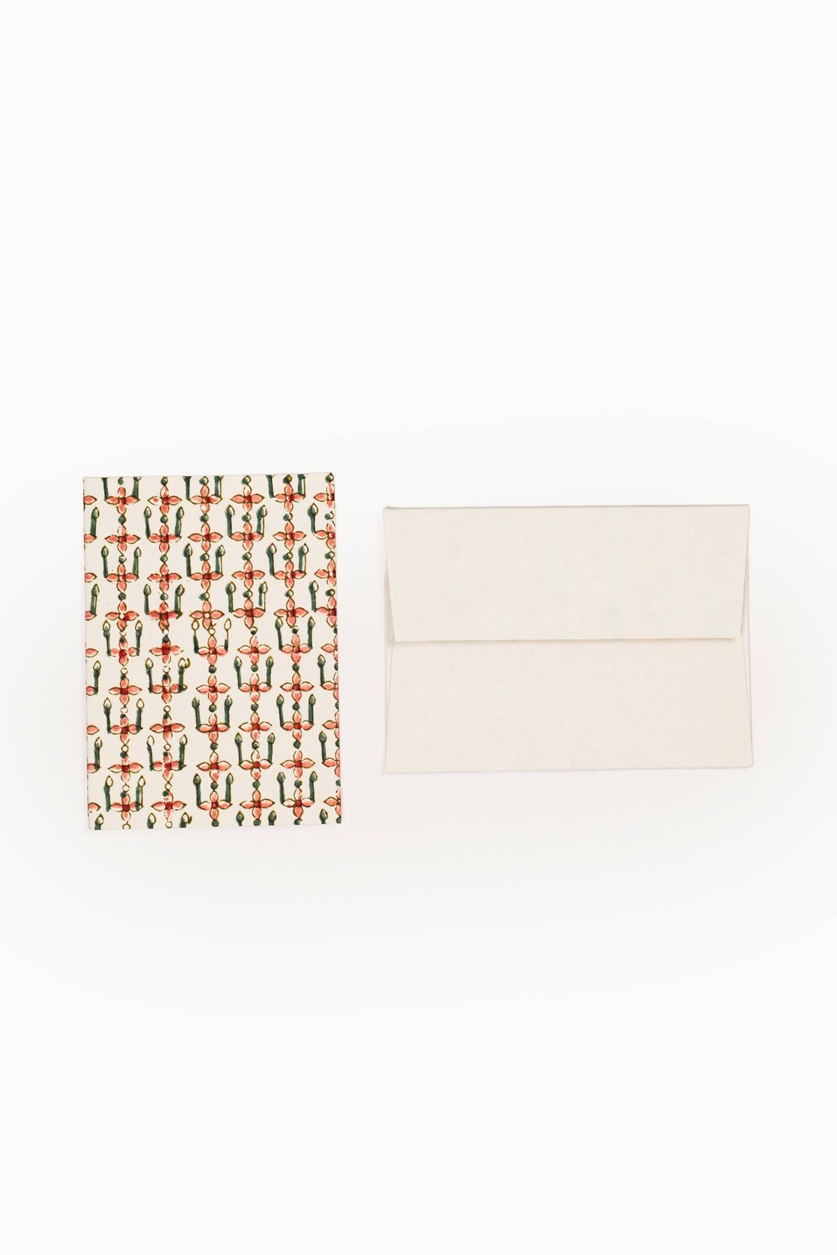 Hand Block Print Enveloped Crimson Mosaic Cards (Set of 6)