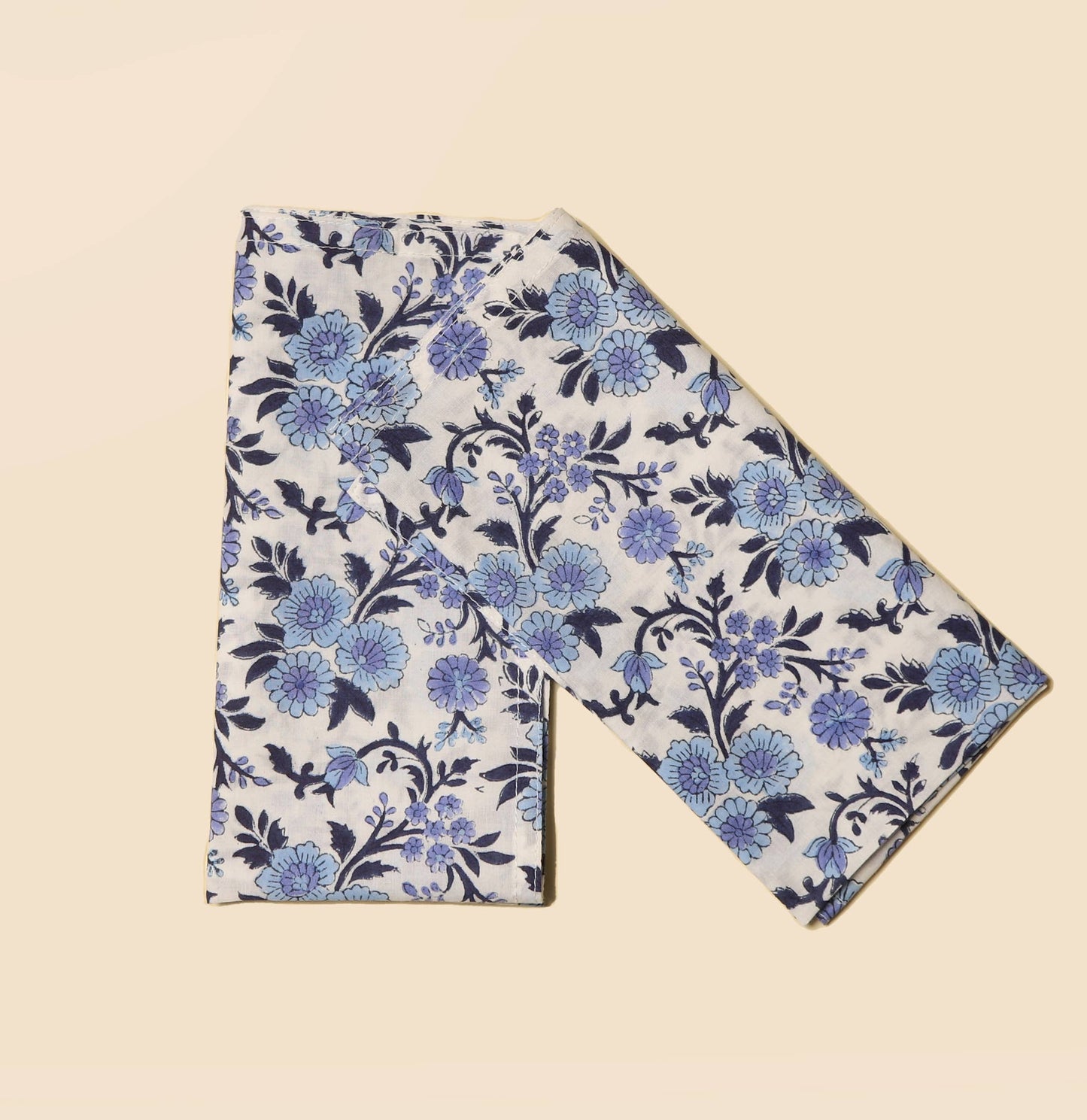 NEEL BLUE BLOCK PRINTED TABLE NAPKINS (SET OF 4)