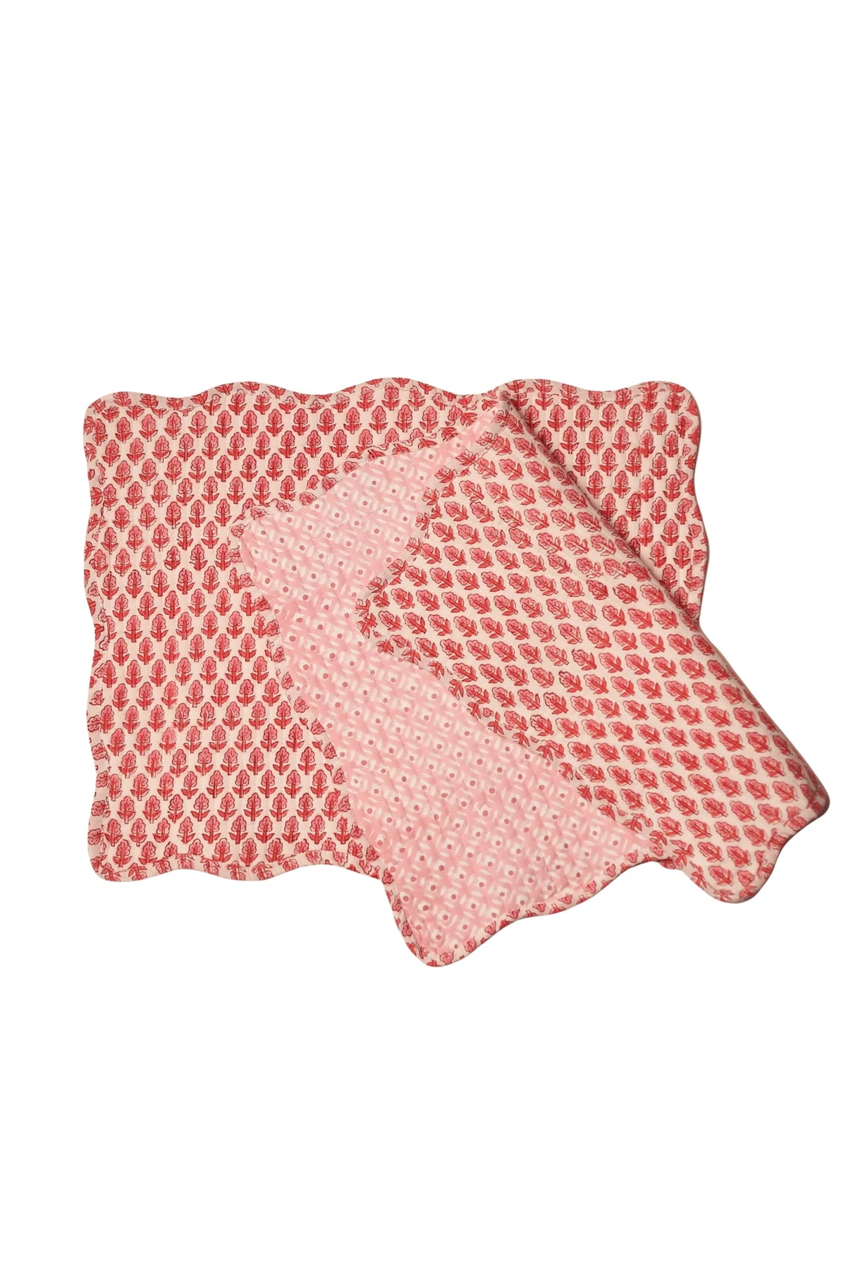 BOUGAINVILLEA BLOCK PRINTED QUILTED REVERSIBLE TABLE MATS (SET OF TWO)