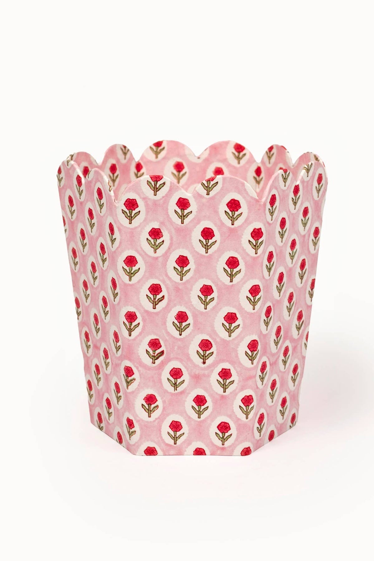Block Print Storage/Waste Basket - Tea Rose (Collapsible)