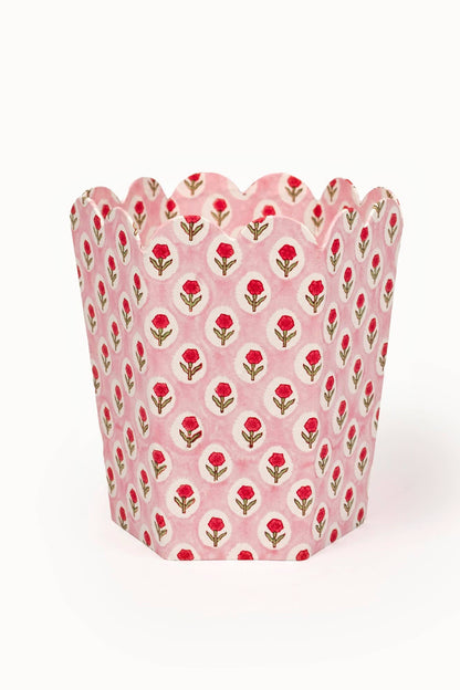 Block Print Storage/Waste Basket - Tea Rose (Collapsible)