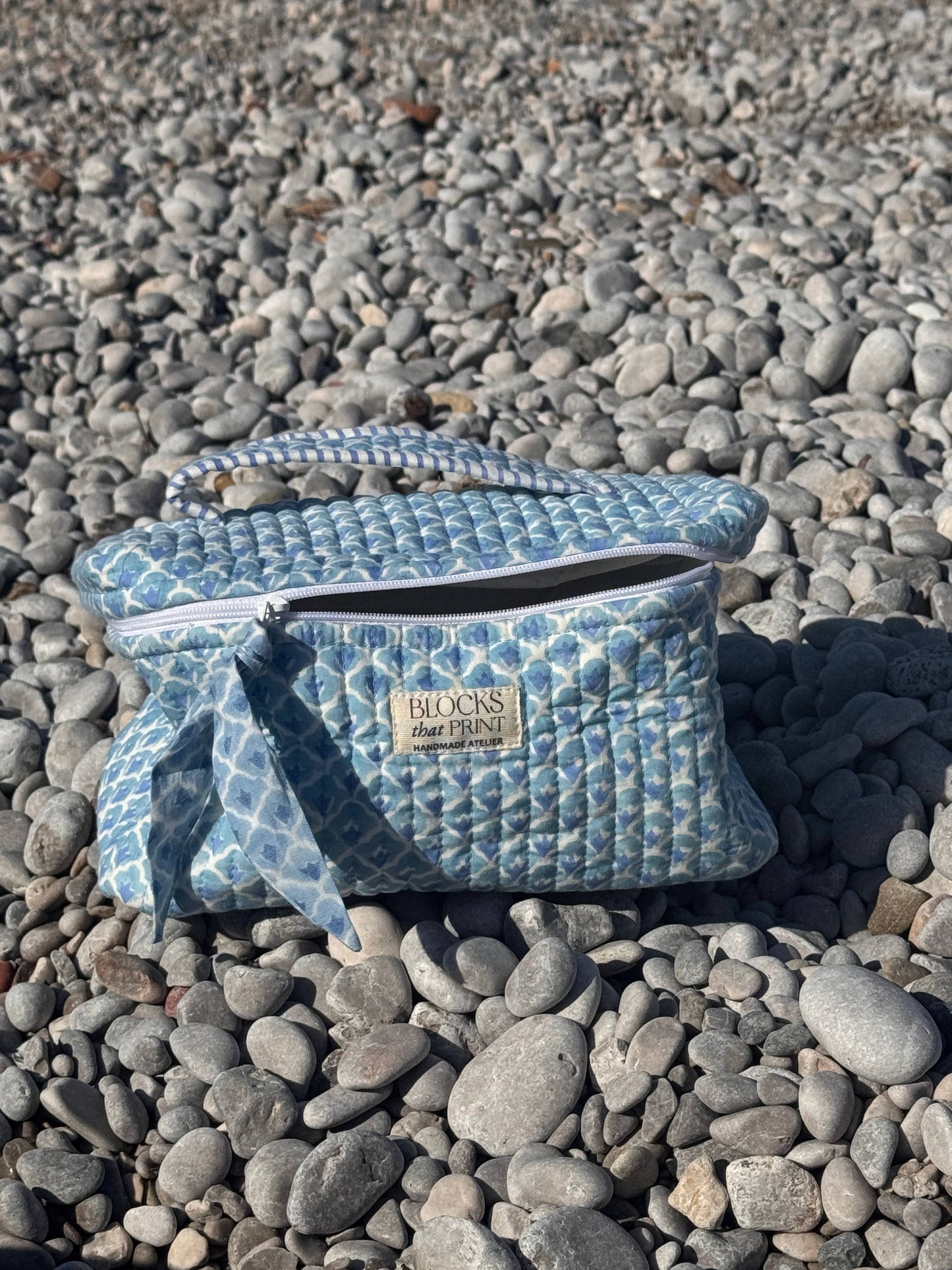 Blue Hand Block Print Vanity Bag