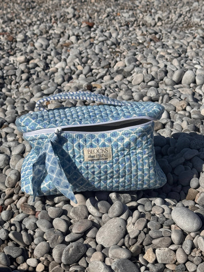 Blue Hand Block Print Vanity Bag
