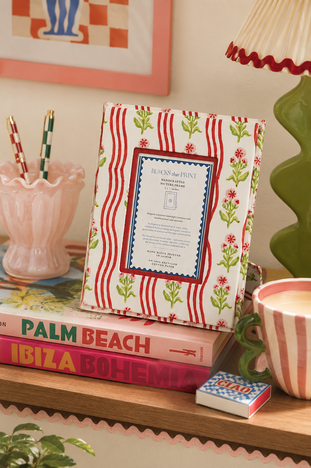 Large Block Print Photo Frame (5 by 7) - Holly & Berry