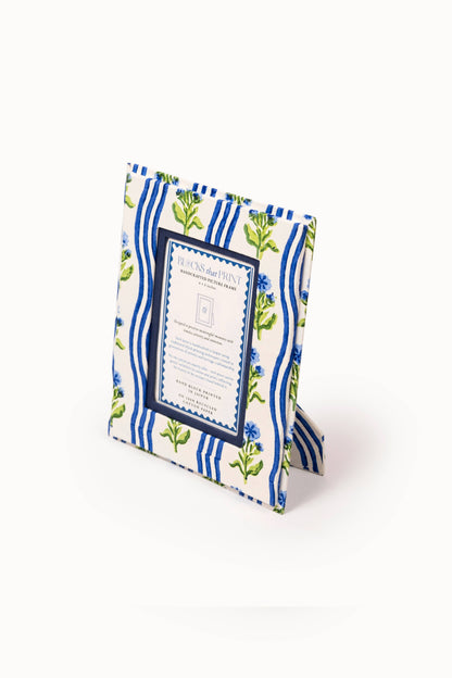 Medium Block Print Photo Frame (4 by 6) - Leher Blue