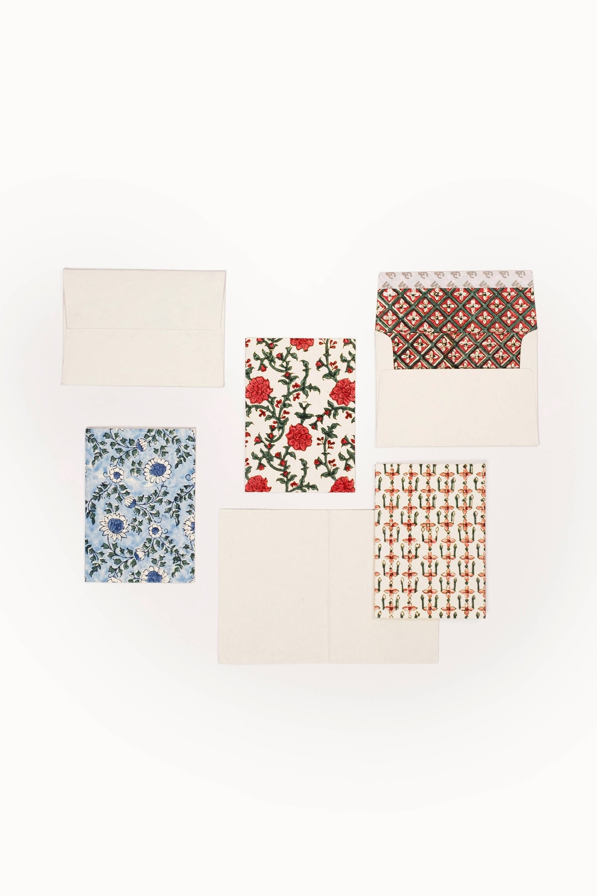 Hand Block Print Enveloped Assorted Greeting Cards(Set of 6)