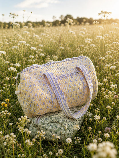SUN DAPPLED BLOCK PRINTED DUFFLE BAG - MEDIUM