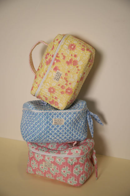 Blue Hand Block Print Vanity Bag