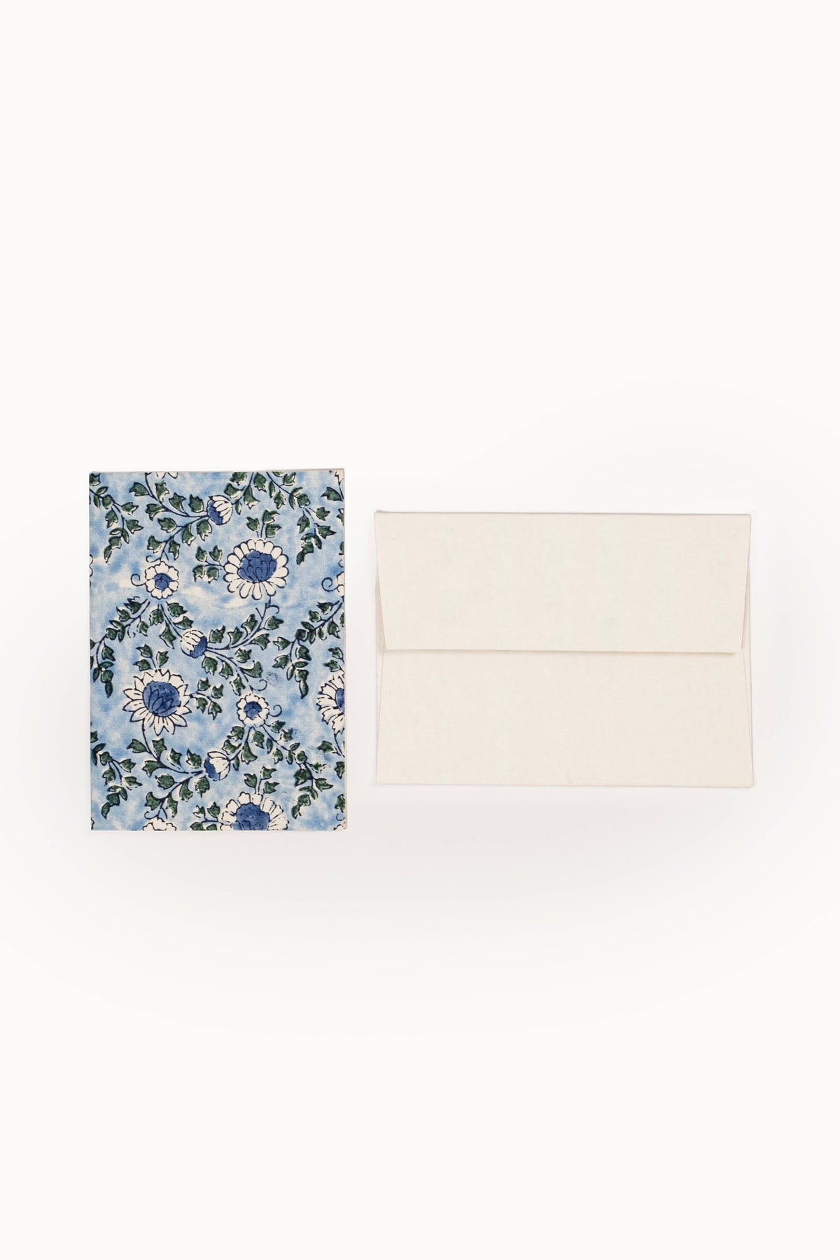 Hand Block Print Enveloped Parijat Blue Cards (Set of 6)