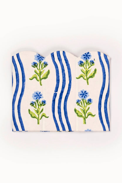 Block Print Pencil Holder - Leher Blue (Collapsible)
