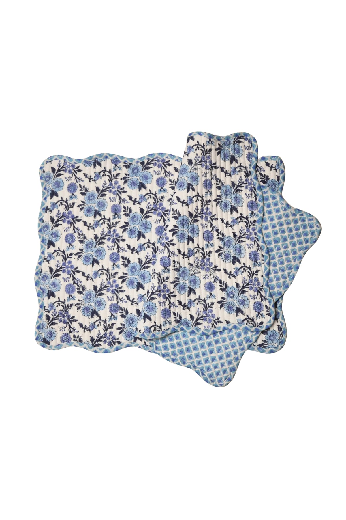 NEEL BLOCK PRINTED QUILTED REVERSIBLE TABLE MATS (SET OF TWO)