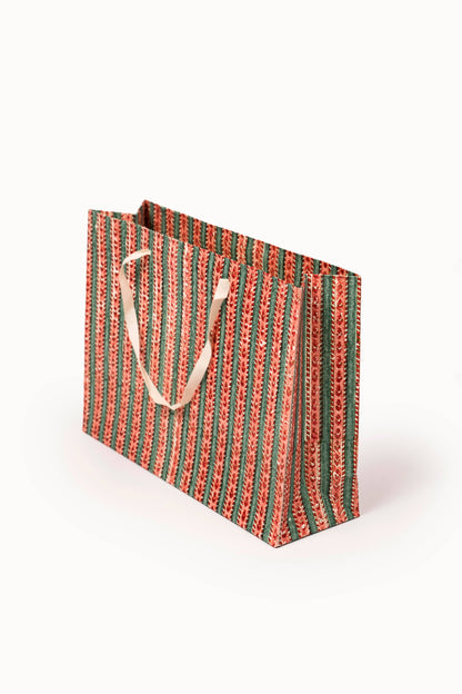 Large (Set of 3) Crimson Gift Bags - Block Print