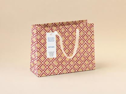 Large Set of 5 Hand Block Print Gift Bag - Ruby Sunstone