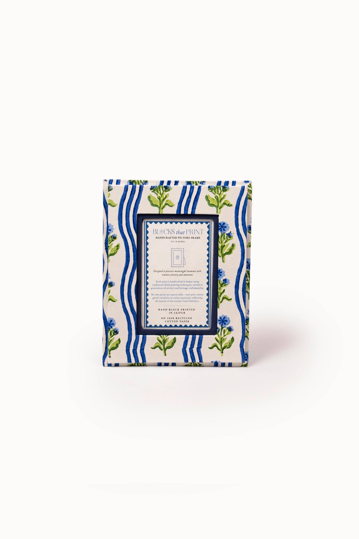 Medium Block Print Photo Frame (4 by 6) - Leher Blue