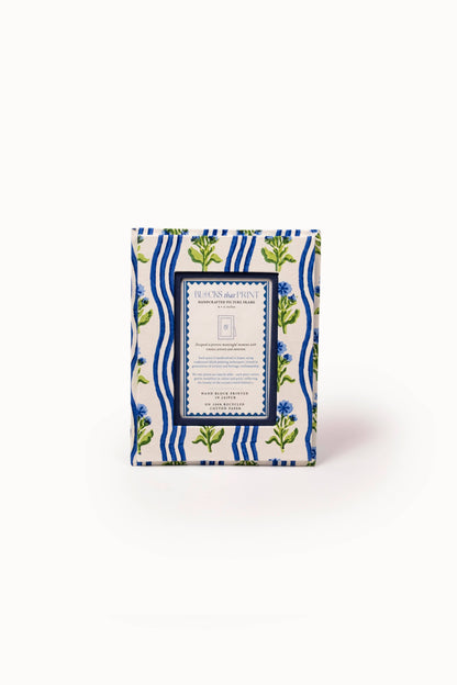 Medium Block Print Photo Frame (4 by 6) - Leher Blue