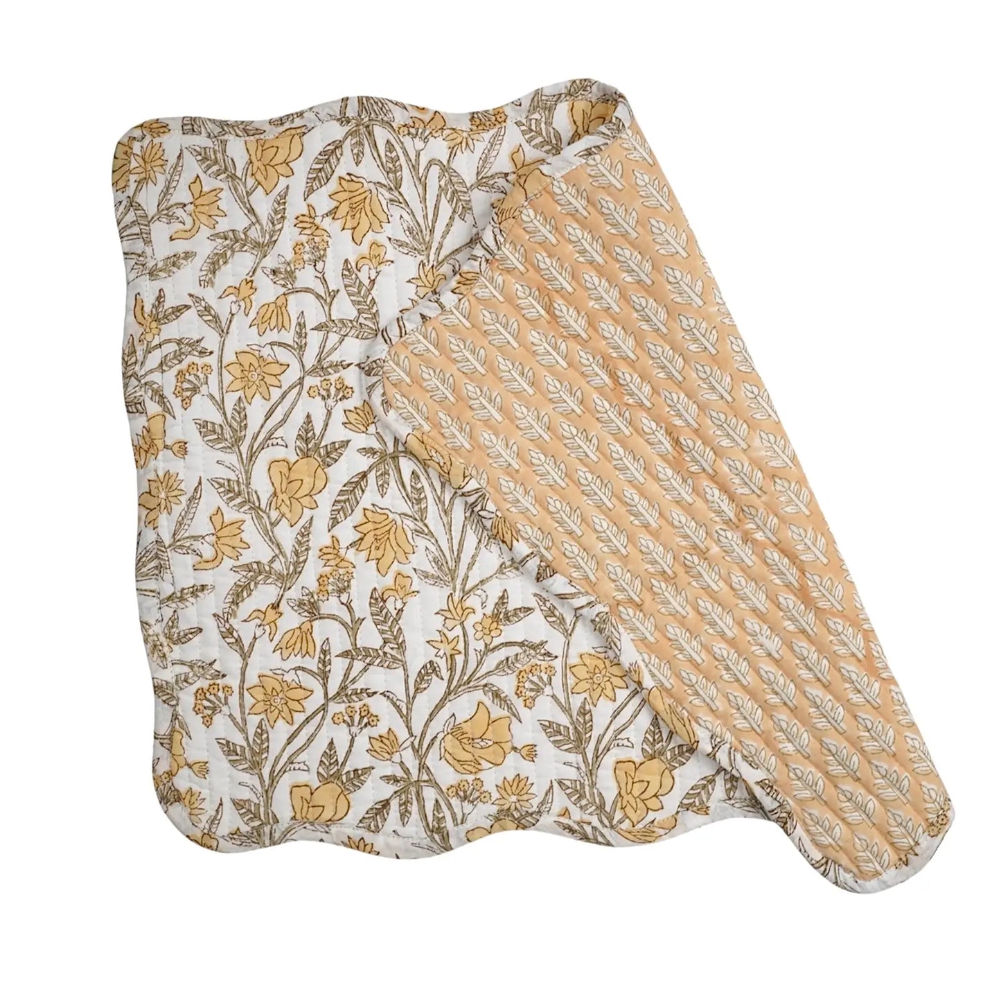 AMALTAS BLOCK PRINTED QUILTED REVERSIBLE TABLE MATS (SET OF TWO)