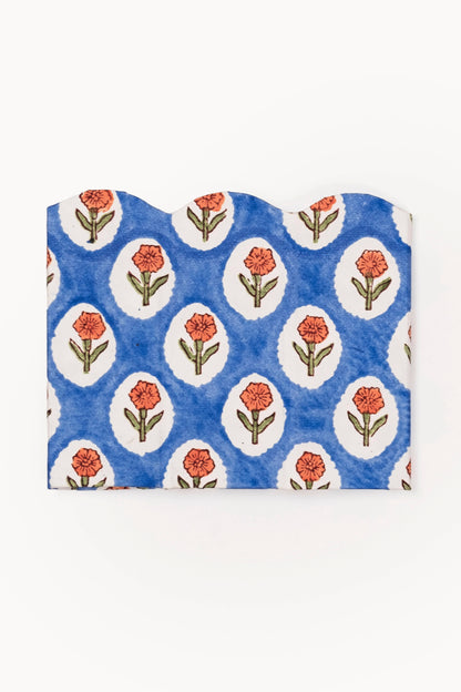 Block Print Pencil Holder - Cobalt Marigold (Collapsible)