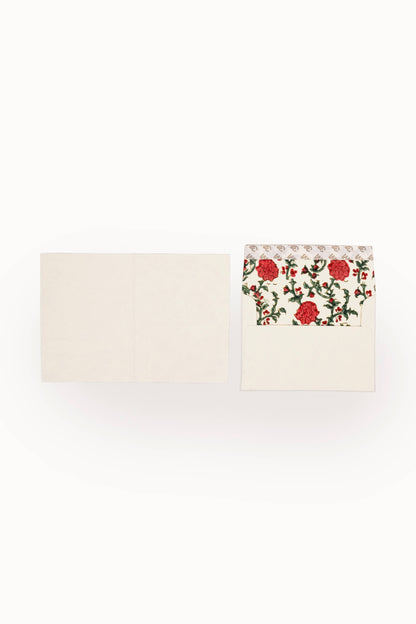 Hand Block Print Enveloped Holly & Berry Cards (Set of 6)
