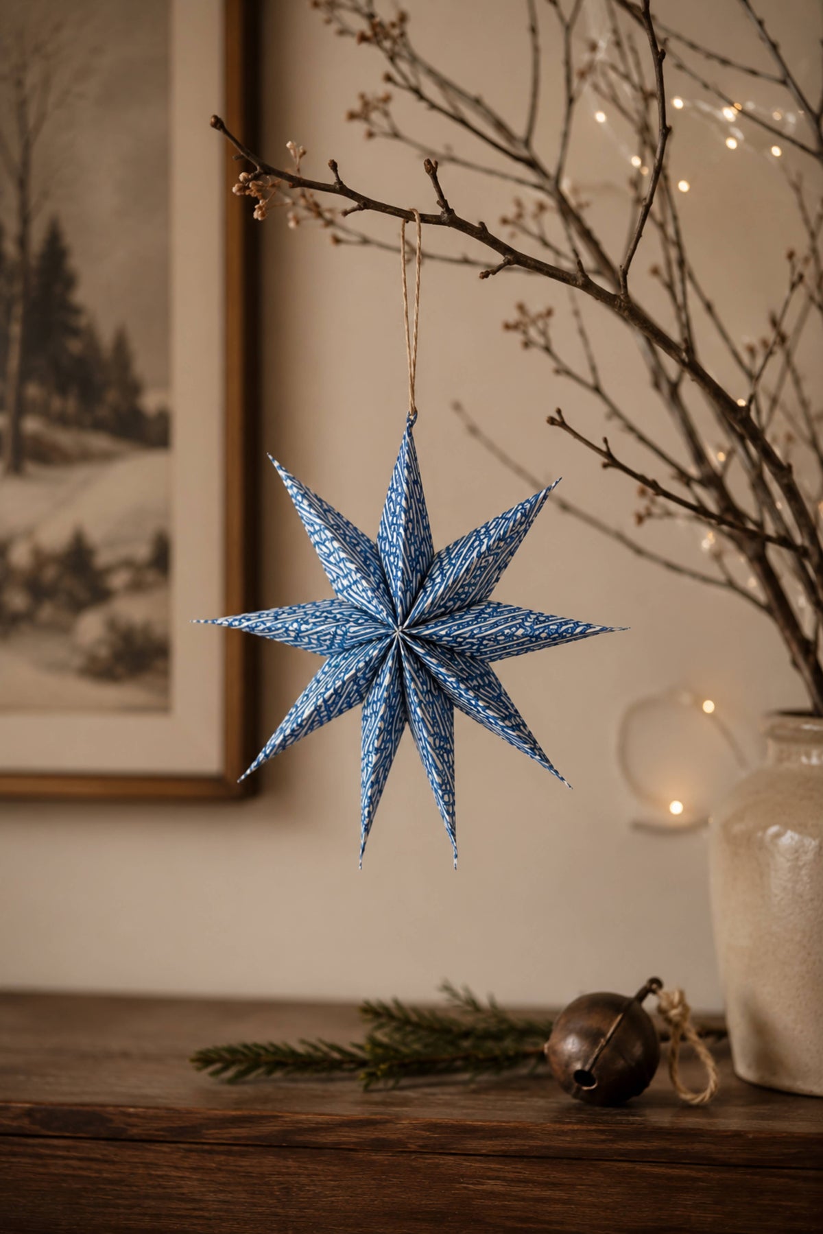 Large Blue Starlight Holiday Ornament Decor Stars (Set of 3)