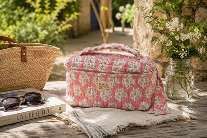 Bougainvillea Hand Block Print Vanity Bag