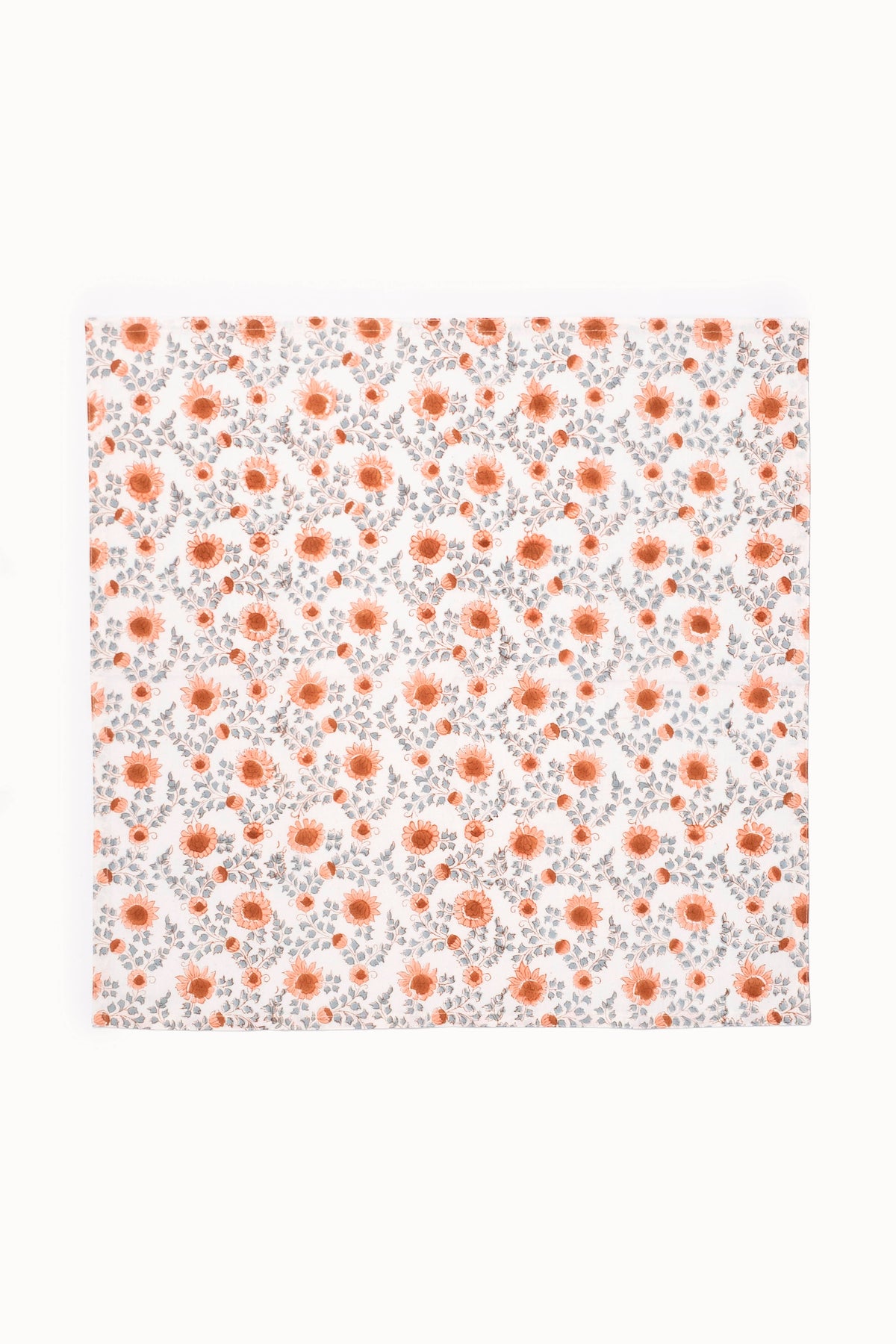 Terracotta Bloom Floral Block Print Napkins (Set of 4)