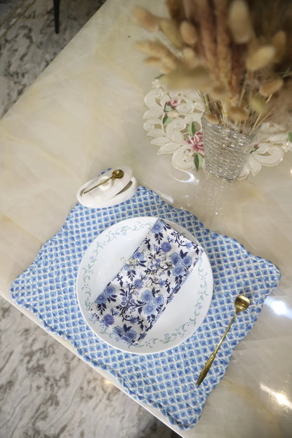 NEEL BLOCK PRINTED QUILTED REVERSIBLE TABLE MATS (SET OF TWO)