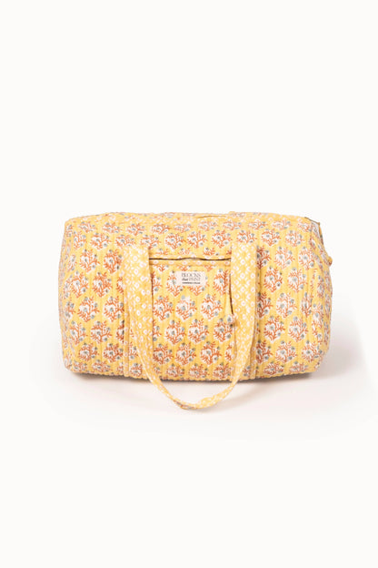 Sunwashed Mogra Block Print Quilted Duffle Bag