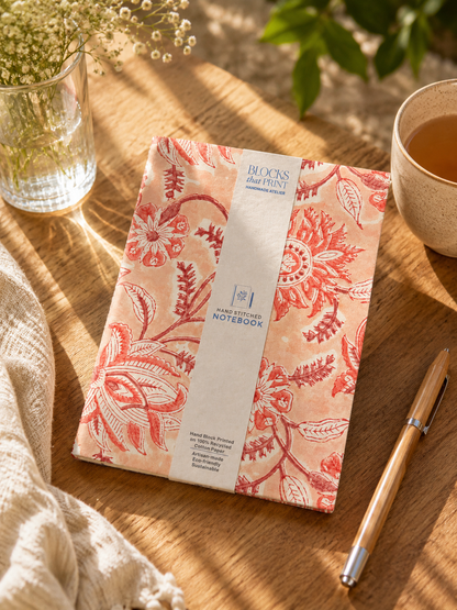 Hand Block Print Journal Marigold Orange