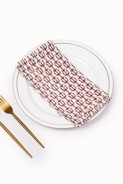 Crimson Mosaic Large Block Print Napkins (Set of 4)