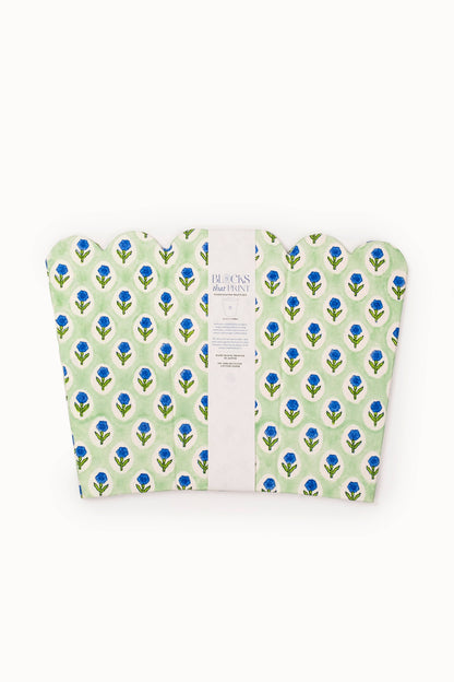 Block Print Storage /Waste Basket - Mint (Collapsible)