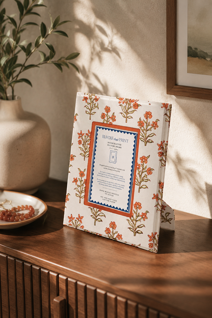 Large Block Print Photo Frame (5 by 7) - Leela Apricot