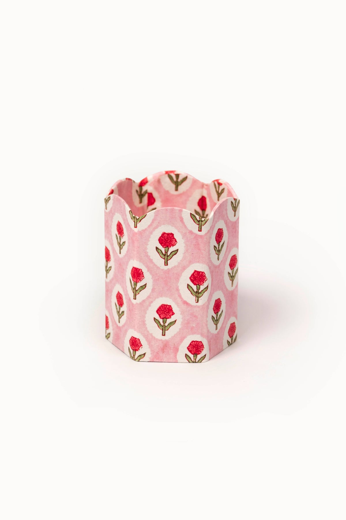 Block Print Pencil Holder - Tea Rose (Collapsible)