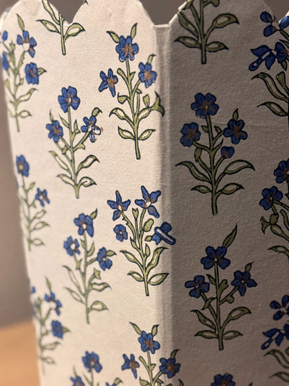 PRE ORDER - BLUE FLORAL HAND BLOCK PRINT WASTE BIN (COLLAPSIBLE)