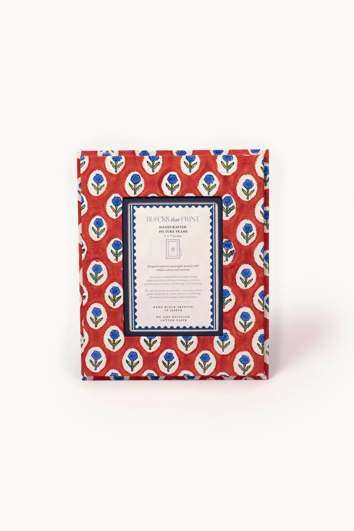 Large Block Print Photo Frame (5 by 7) - Crimson Buta
