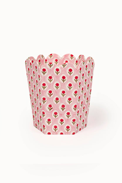 Block Print Storage/Waste Basket - Tea Rose (Collapsible)