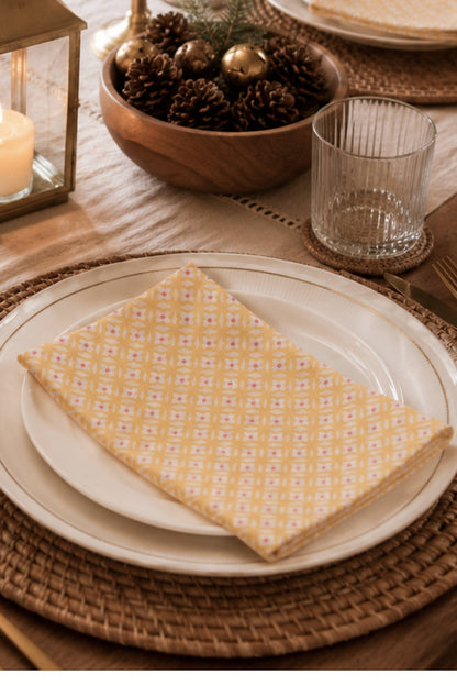 Sunwashed Yellow Geometric Block Print Napkins (Set of 4)