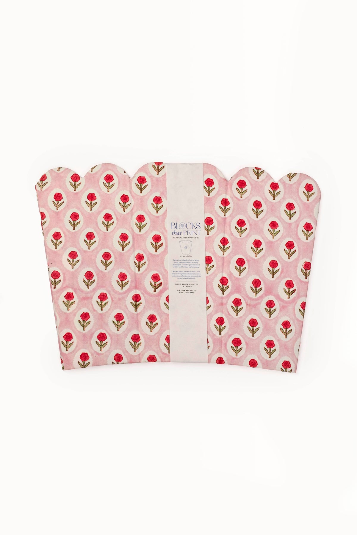 Block Print Storage/Waste Basket - Tea Rose (Collapsible)