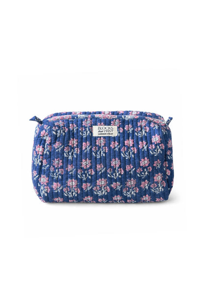 Twilight Hand Block Print Travel & Makeup Pouch - Large
