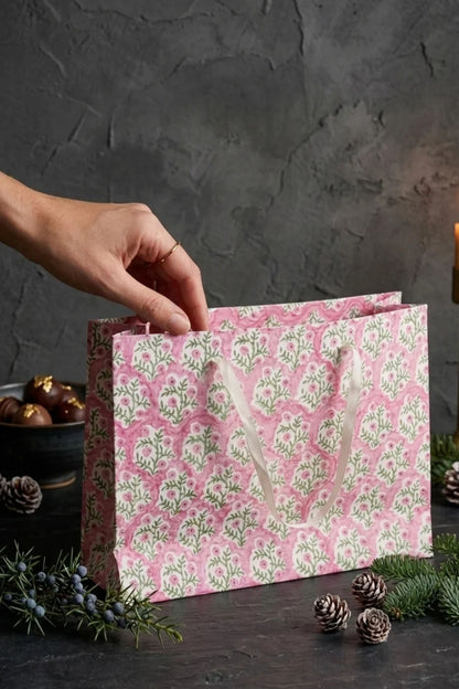 Medium (Set of 3) Bougainvillea Block Print Gift Bags